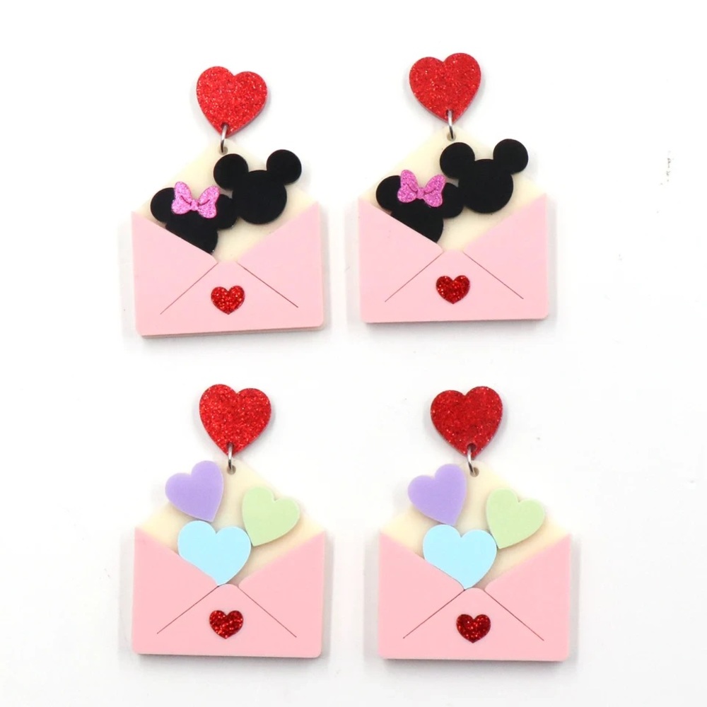 Love Letter Valentine Earrings Candy Hearts or Minnie Mouse Womens Galentine NEW